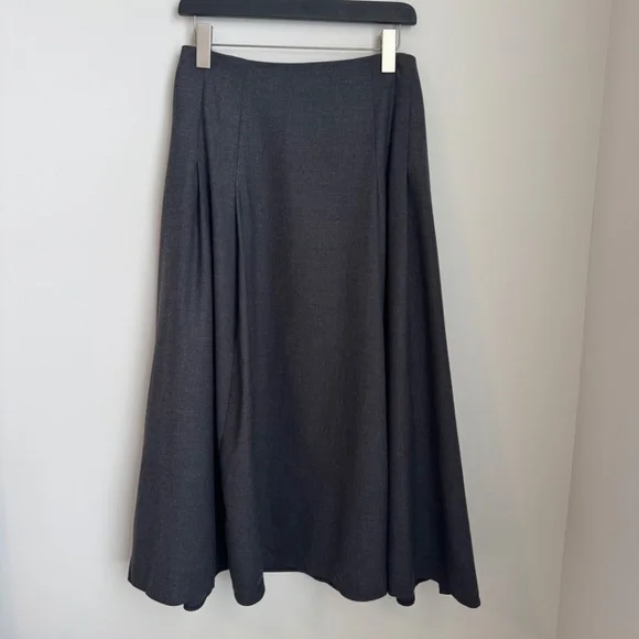 NWT Madewell Dark Gray Flannel Pleated Maxi Skirt SZ 14 - Picture 5 of 7